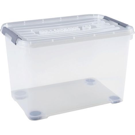 x 65-Liter-Aufbewahrungsbox mit Rollen, Clip-Deckel, stapelbare Kunststoffbox für die Garage (1/5)