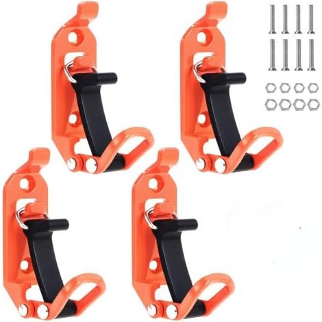 [JAMAIS UTILISÉ]4-PCS Support de pelle pour barres de toit, Accessoires pour barres de toit, Pince en métal et caoutchouc, Kit de montage mural de pelle pour barres de toit tout-terrain, bateaux, hach (1/4)