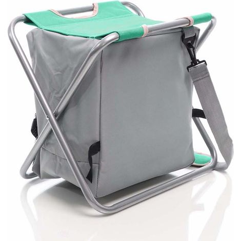 Tabouret pliable avec sac isotherme intégré : couleur verte (1/5)