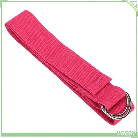 Sangle de yoga - FAFEICY - VGEBY - Coton - Boucle double anneau - Rose 183 x 3,8 cm (1/5)