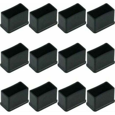 Set di 12 feltrini protettivi in gomma per gambe di tavoli e sedie, neri, 15 x 30 mm. Proteggono i pavimenti e aumentano l'aderenza. (1/4)