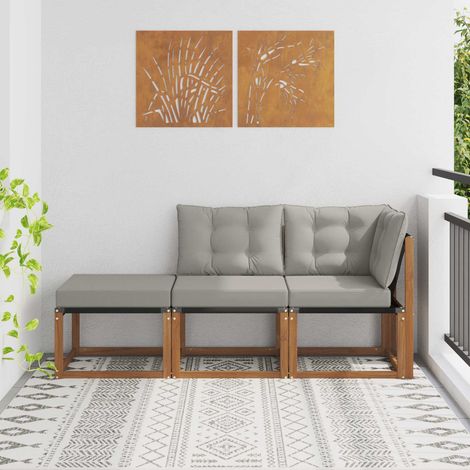 vidaXL  Outdoor Sectional Sofa Units  3 Piece Natural and Light Grey