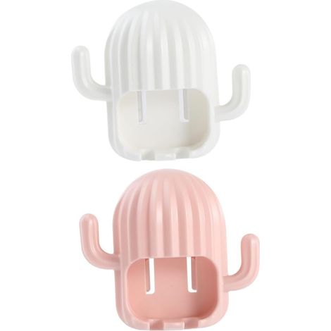 2 pièces Support Brosse Dent Mural Forme Cactus Porte-Brosse Dents (1/5)