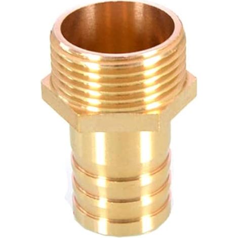 Connecteur de Tuyau BSP en Laiton 25 mm Cannelé x G1 Mâle, Raccord Fileté BSP Mâle Cuivre Coupleur Adaptateur (1/5)