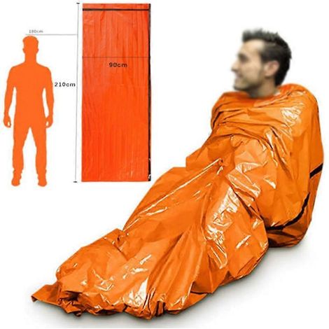 Sac de couchage d'urgence thermique compact 2 pièces, matelas de survie portable et imperméable pour camping et pique-nique, couverture de survie (1/5)