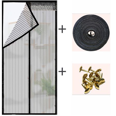 Moustiquaire magnétique de porte 90 x 210 cm, fermeture automatique, idéale pour balcon, salon ou terrasse.