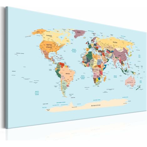 Tableau carte du monde voyage avec moi - 120 x 80 cm (1/4)