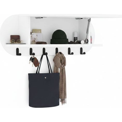 Appendiabiti Terry, 6 Ganci, Installazione a Muro, Sfumatura Colore Struttura Lucido, 29h cm Bianco Lucido