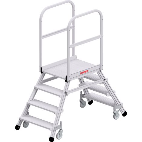 Hymer Podesttreppe fahrbar, beidseitig begehbar, 2x4 Stufen, Standhöhe 0,95 m