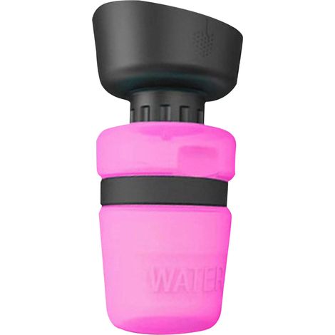 Bouteille d'eau de voyage pour chien, sans BPA, légère, anti-fuite, mangeoire portable pour animaux de compagnie, pour randonnée et voyage, 520ml, Rose rouge (1/5)