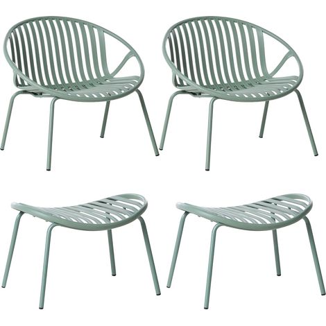 Gartenstuhl 2er Set CASPERIA mit Fußstütze Grün