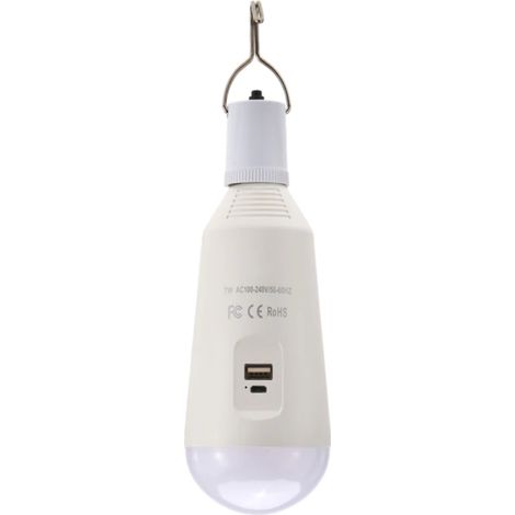 Lampe solaire rechargeable 7W 14LED 560LM, ampoule de secours avec batterie externe, idéale pour chambre, abri de jardin, grange, balcon et camping. (1/5)