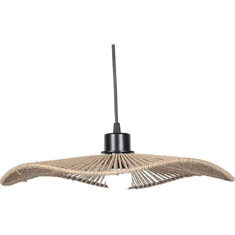 – Lustre en corde de chanvre avec abat-jour amovible 40x5cm – Lampe suspendue industrielle pour espaces intérieurs – Installation facile (1/5)