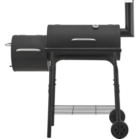 Barbacoa ahumadora de carbón 115 x 110 x 64 cm acero negro 030008980