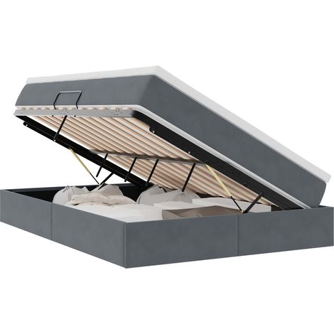 Storage Bed with Mattress Dark Grey 137 x 190 cm Velvet vidaXL (1/5)