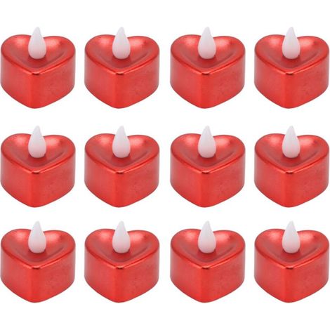12 PCS Lampe à Bougie LED En Forme De Coeur Bougies Chauffe-plat De Noël Bougies à Piles Bougies Sans Flamme Pour Halloween Décorations De Fête De Mariage En Plein Air (1/5)