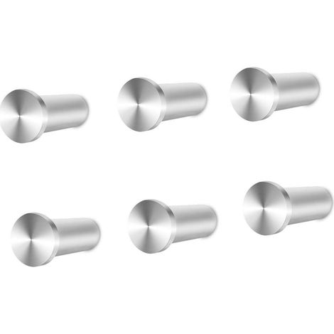 Edelstahl Wandhaken 6er Set, Heavy Duty Handtuchhaken Silber, bis 30kg belastbar (1/5)
