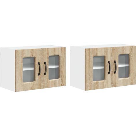 Set di 2 armadietti da cucina rettangolari con ampio spazio di archiviazione moderno 60 x 31 x 40 cm in legno ingegnerizzato rovere sonoma 020053648