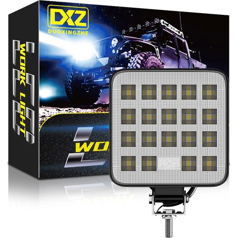 Phare de Travail LED Carré 3 Pouces 57W 19LED 1200LM, Lampe Auxiliaire Flood IP65, Feu de Conduite pour 4x4, Camion, Voiture, Moto, Bateau et Engin de Chantier DC 9-30V(4pcs) (1/5)