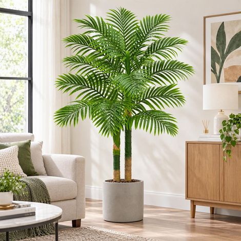 120cm Plantes Palmier Artificielles Interieur - Fausse Areca Plante en Noir Pot, Grande Arbre Artificielle, Fake Verte Plant pour Décoration d'Intérieur de Bureau ou Salon ou Maison (1/5)