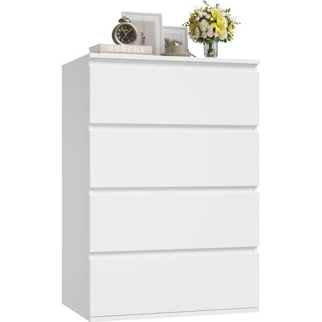 Kommode mit 4 Schubladen, weiß, Sideboard für Schlafzimmer, Flur, Wohnzimmer, 60x40x80cm (1/5)