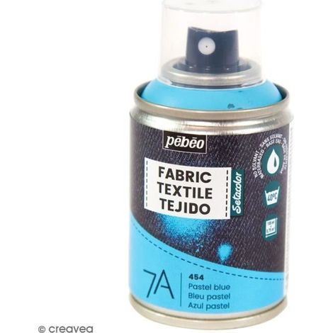 Peinture textile en bombe - Pébéo - 7A Textile - 100 ml - Bleu Pastel - Intérieur