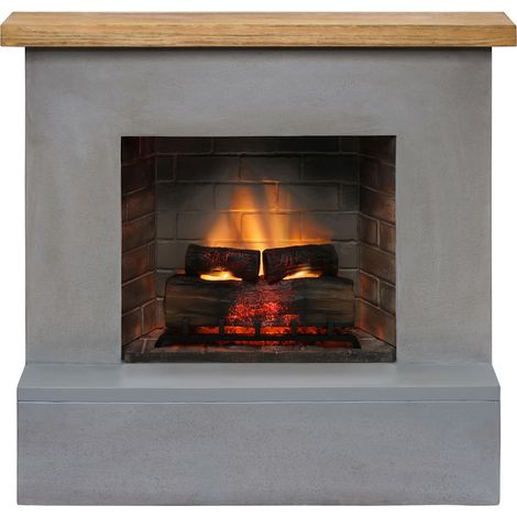 TAGU Cheminée électrique connectée 1400W - ROLF Powerflame 2 - effets flammes 3D, et crépitement - gris