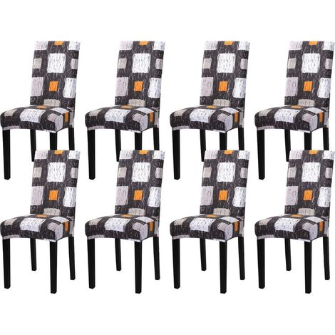 Stuhlhussen 8er Set, Stretch, abnehmbar, waschbar, mit Gummiband, für Esszimmer, Hotel, Hochzeit (1/5)
