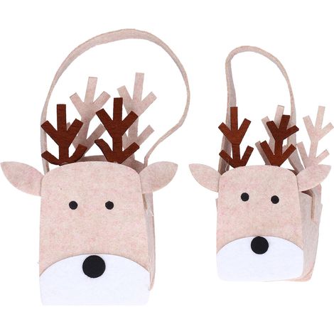 2 pochettes en feutre de Noël pour bonbons, sacs cadeaux DIY thème biscuits de Noël, rangement pour friandises (1/5)