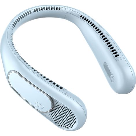 Ventilatore da collo ricaricabile tramite USB con 3 velocità, design senza pale in silicone a memoria di forma, 66 uscite d'aria, funzionamento silenzioso, ideale per viaggi, ufficio e attività all'ap (1/5)