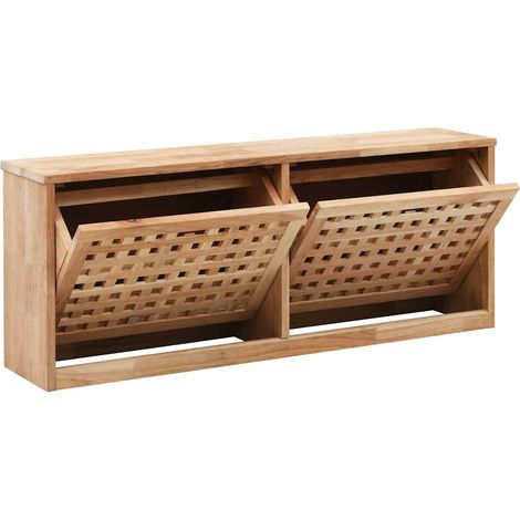 Banc de rangement de chaussures Armoire à Chaussures, Meuble Étagère de Rangement, 94x20x38cm Bois massif de noyer OIB4009E (1/5)
