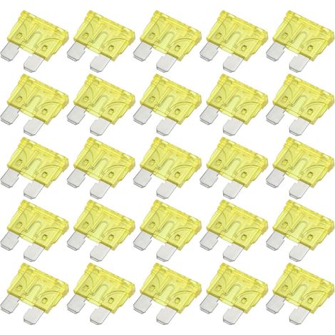 BEBUSINGOTO 25 fusibles de cuchilla de 20 A para coche y barco, color amarillo (1/5)