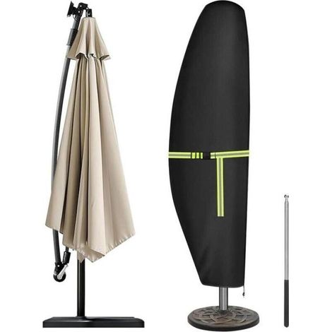 Bâche de protection solaire - imperméable - convient aux parasols autoportants de 2 à 4 mètres - 265 x 40 x 70/50 cm (1/4)
