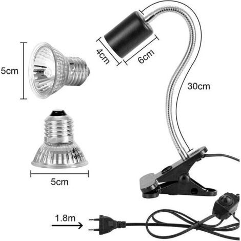 Kit Lampe Chauffante Tortue Terrestre Lampe Reptiles Chauffante avec 2 Ampoule UVA UVB 25W 50W Lampe Tortue Terrestre de Base Longue 360 Rotation pour Tortue Reptile Lézards Serpents Caméléon (1/4)