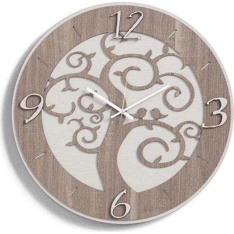 Orologio da parete D50 ALBERO DELLA VITA moderno in legno laminato TRS (1/3)