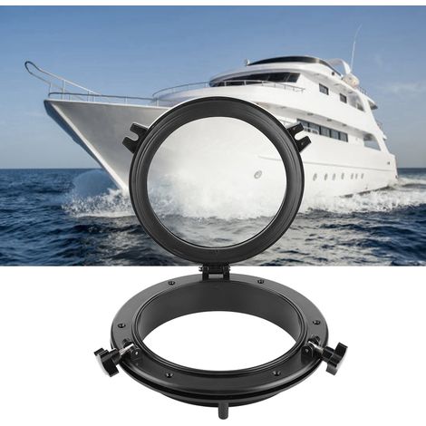 Hublot marin rond noir de 25 cm (10 pouces), fenêtre Stalinite universelle pour camping-car, bateau et yacht (1/5)