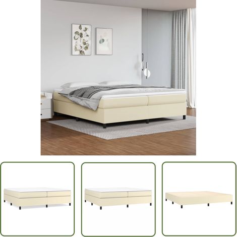 The Living Store Bettgestell Creme 200x200 cm Kunstleder - Bettes Gestell - Schlafzimmer Möbel - Kunstleder Bett - Doppelbett - Cremefarbenes Bett (1/5)