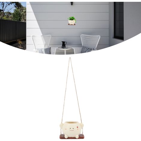 Résine Pot Fleur Suspendu Swing Visage Décoratif Indoor Outdoor Type B Succulent Plants Décoration Cute Green Living Gift (1/5)