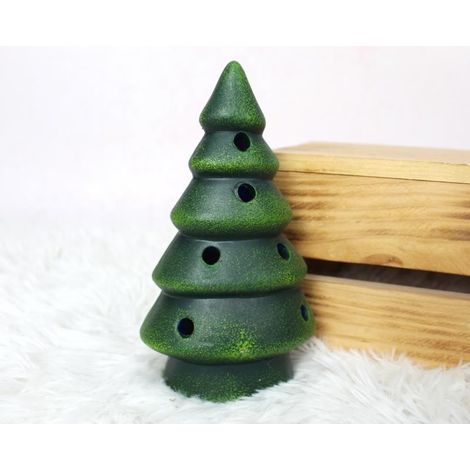 Statuetta albero di Natale in ceramica con LED RGB / verde / 17 cm / 32172-1 / TEC-B127L