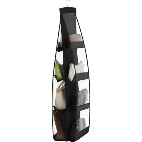 Organisateur de rangement Sliverdew pour sacs à main, 8 grandes poches, pliable, à suspendre, transparent. (1/4)