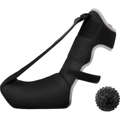 Supporto per caviglia regolabile, cinturini in velcro, ausilio per il recupero, nero (1/2)