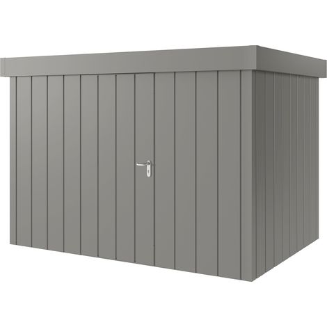 Hörmann Metall-Gerätehaus "Juno" mit Flachdach, JFD12 - Modern, 310 x 214 cm (B x T), graualuminium, 1-flüglige Tür, Anschlag links (1/5)
