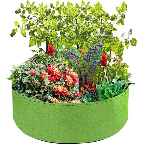 Sac De Culture - Tissu Non Tissé Respirant - Diamètre 60 Cm Hauteur 20 Cm - Capacité 57 L - Pour Pommes De Terre Oignons Carottes - Extérieur Balcon Jardin (1/5)