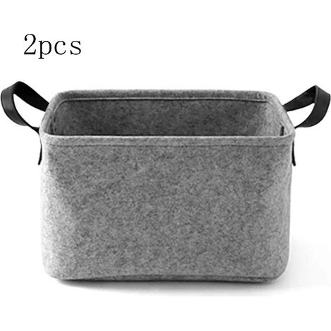 Boîte de rangement pliable, panier de rangement rectangulaire en feutre solide avec poignées en bois durables, parfait pour ranger divers objets essentiels à la maison. (1/5)