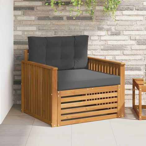 Outdoor-Sofagarnitur Massives Akazienholz und Polyester Natur