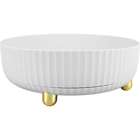 Plateau rotatif de rangement en plastique, grande capacité, organiseur tournant pour bureau, cuisine, salon et salle de bain, blanc (1/5)