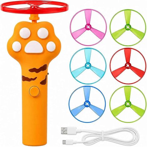 JauneLanceur de disques volants pour chat, jouet interactif de lancer de balle avec 6 disques pour un jeu sans fin, jouet de chasse anti-ennui pour chats d'intérieur et d'extérieur (1/5)