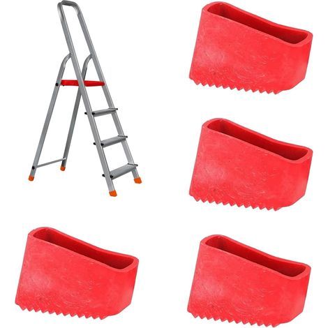 4Pcs Patin Escabeau 50x20 Tubesca, Embout Escabeau en Caoutchouc,Remplacement Pieds Escabeau,Pied Escabeau pour Echelles à Chevrons,Portection de L'échelle,Rouge