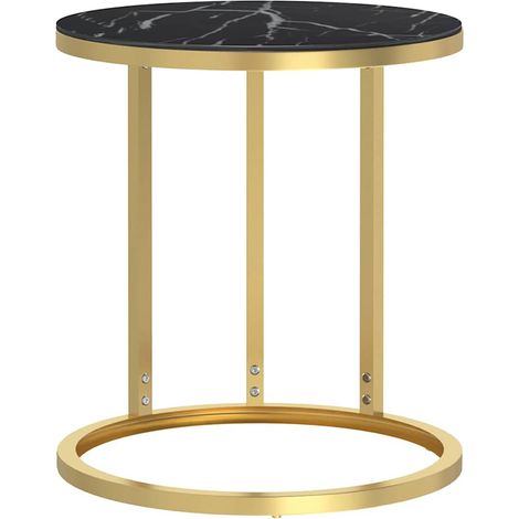 Maison Exclusive - Tavolino Oro e Marmo Nero 45 cm in Vetro Temperato (1/5)