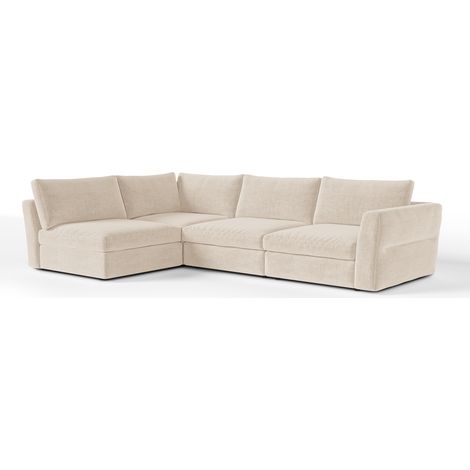 Canapé d'angle gauche modulable 6 places en tissu tramé toucher doux (1/5)